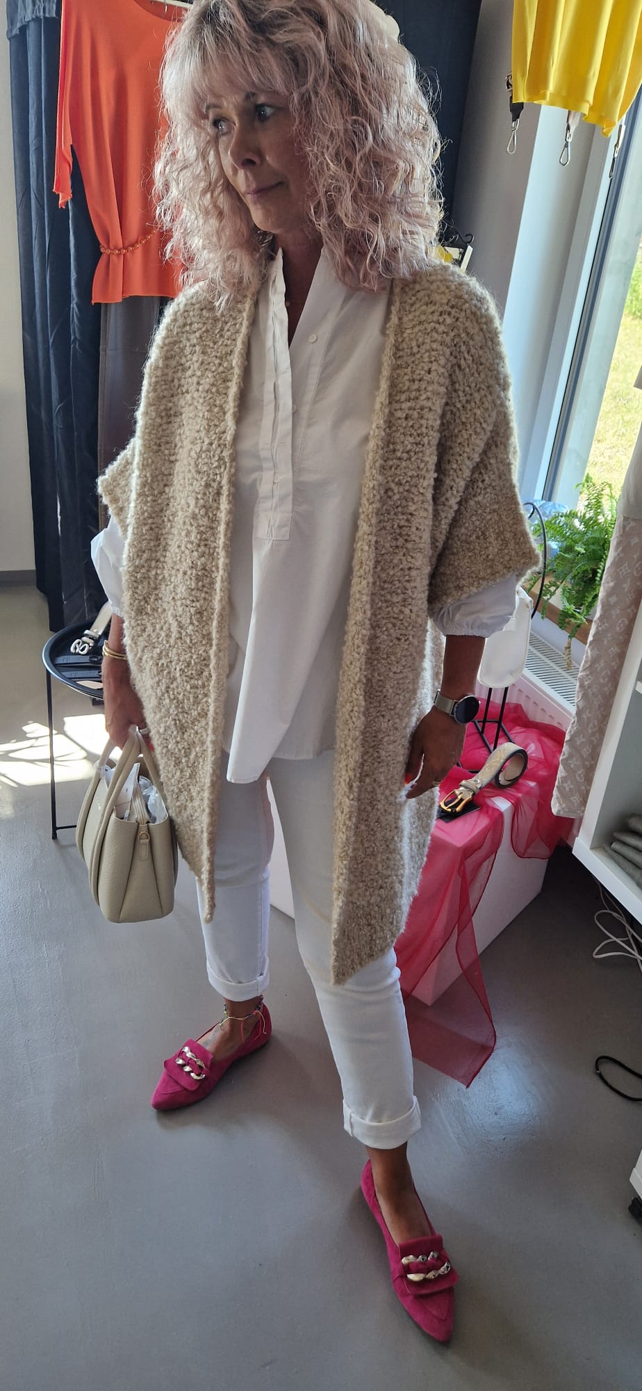 STRICKJACKE FUER DAMEN LANG ISSA BEIGE MZ#00599 Mode-Zauber