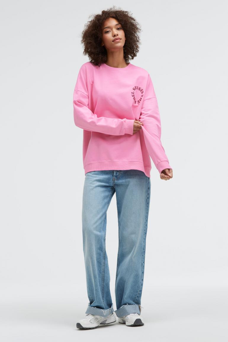 SWEATSHIRT SMIL:LA MIT VINTAGE-WASCHUNG UND BACKPRINT VON SENSES IN ROSE PINK MZ#01001 Mode-Zauber