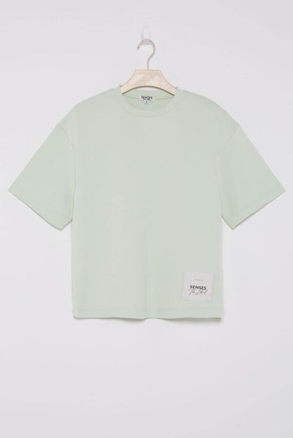 SWEATSHIRT SA:LINE AUS INTERLOCK VON SENSES IN PASTEL-LIME MZ#00869 Mode-Zauber