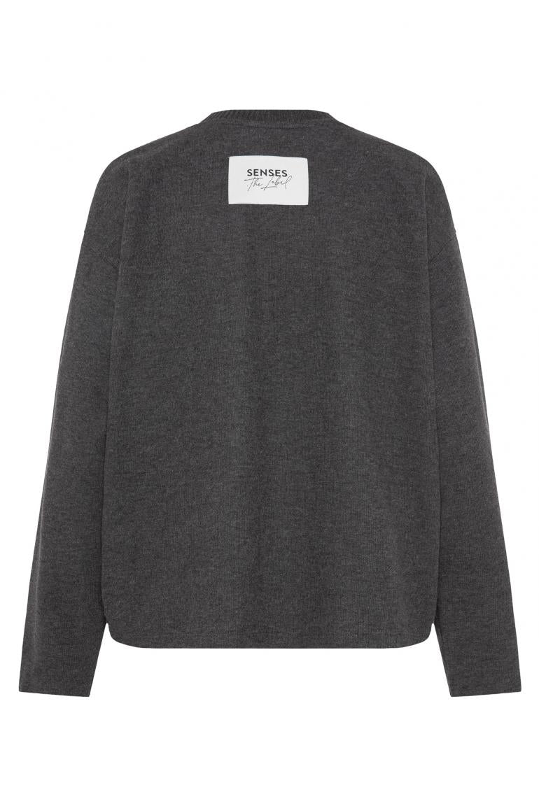 SWEATSHIRT SI:NA AUS JERSEY-RIPPSTRICK VON SENSES IN ANTHRA MELANGE MZ#00997 Mode-Zauber