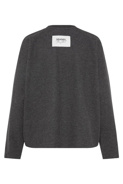 SWEATSHIRT SI:NA AUS JERSEY-RIPPSTRICK VON SENSES IN ANTHRA MELANGE MZ#00997 Mode-Zauber