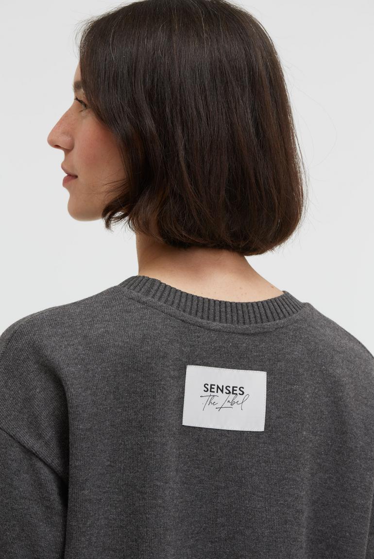SWEATSHIRT SI:NA AUS JERSEY-RIPPSTRICK VON SENSES IN ANTHRA MELANGE MZ#00997 Mode-Zauber