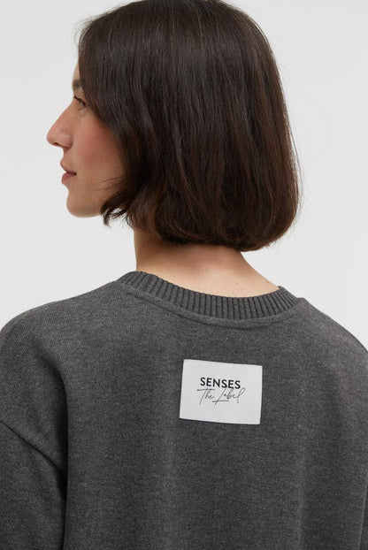 SWEATSHIRT SI:NA AUS JERSEY-RIPPSTRICK VON SENSES IN ANTHRA MELANGE MZ#00997 Mode-Zauber