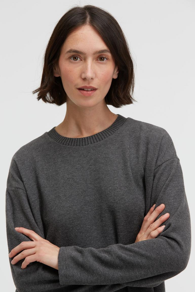 SWEATSHIRT SI:NA AUS JERSEY-RIPPSTRICK VON SENSES IN ANTHRA MELANGE MZ#00997 Mode-Zauber