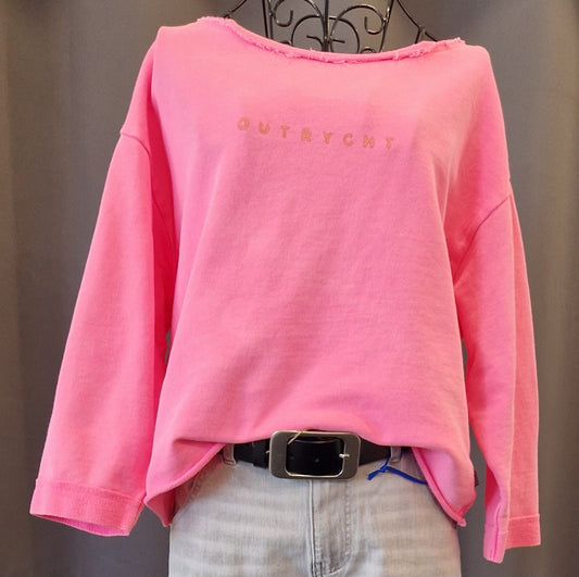 SWEATSHIRT NIKITA SMILEY VON OUTRYGHT IN NEON PINK MZ#00684 Mode-Zauber