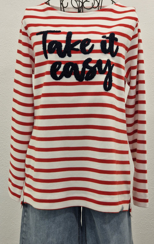 SHIRT U-BOOT VON THESHIRT PROJECT IN CREAM WHITE MIT ROTEN STREIFEN  MZ#00693