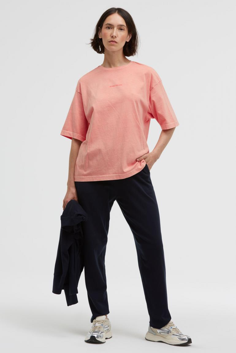 T-SHIRT TEC:LA OVERSIZED MIT GEWASCHENER OPTIK VON SENSES IN PEACH NECTAR MZ#00948 Mode-Zauber