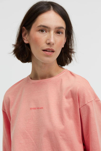T-SHIRT TEC:LA OVERSIZED MIT GEWASCHENER OPTIK VON SENSES IN PEACH NECTAR MZ#00948 Mode-Zauber