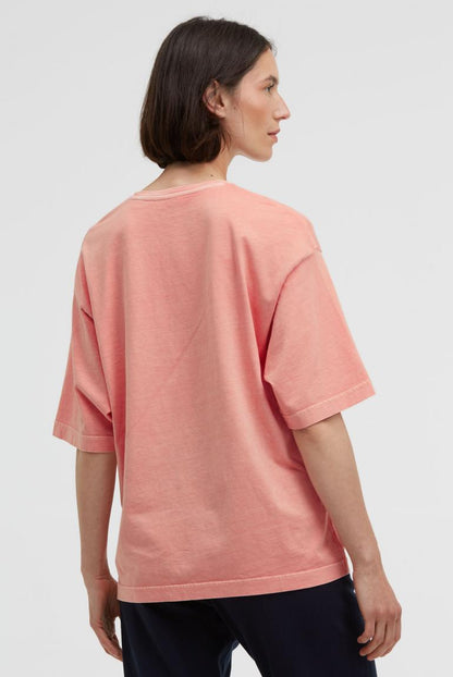 T-SHIRT TEC:LA OVERSIZED MIT GEWASCHENER OPTIK VON SENSES IN PEACH NECTAR MZ#00948 Mode-Zauber