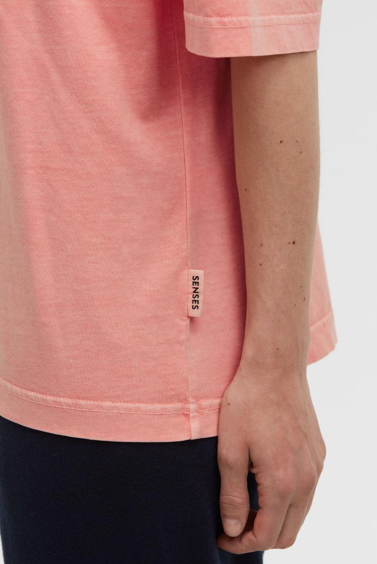 T-SHIRT TEC:LA OVERSIZED MIT GEWASCHENER OPTIK VON SENSES IN PEACH NECTAR MZ#00948 Mode-Zauber