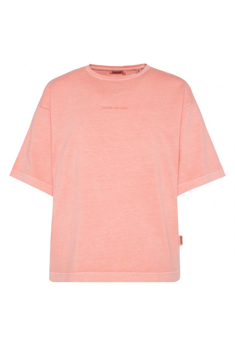 T-SHIRT TEC:LA OVERSIZED MIT GEWASCHENER OPTIK VON SENSES IN PEACH NECTAR MZ#00948 Mode-Zauber