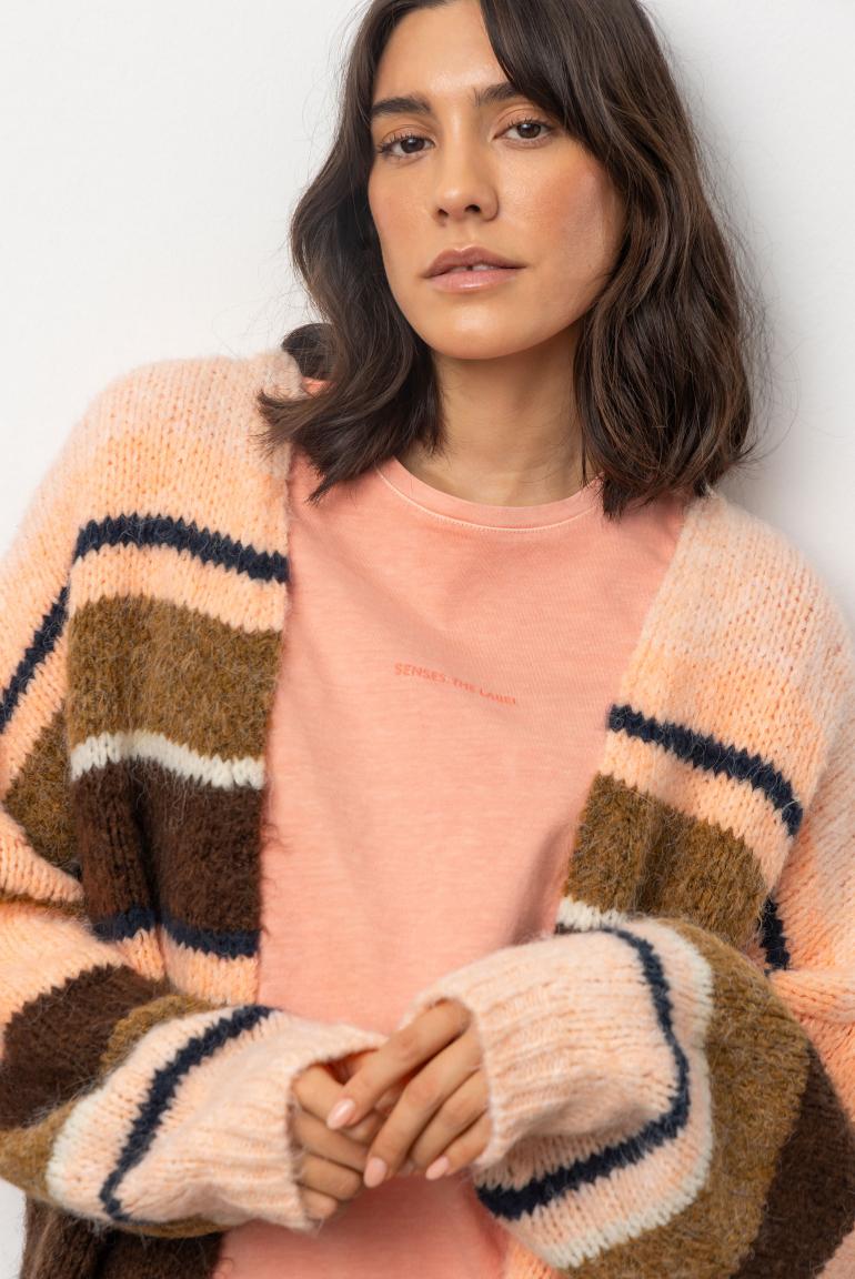 T-SHIRT TEC:LA OVERSIZED MIT GEWASCHENER OPTIK VON SENSES IN PEACH NECTAR MZ#00948 Mode-Zauber