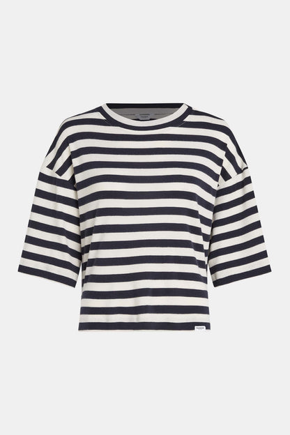 t-shirt damen W24T1096 ecru navy mz00577  mode-zauber