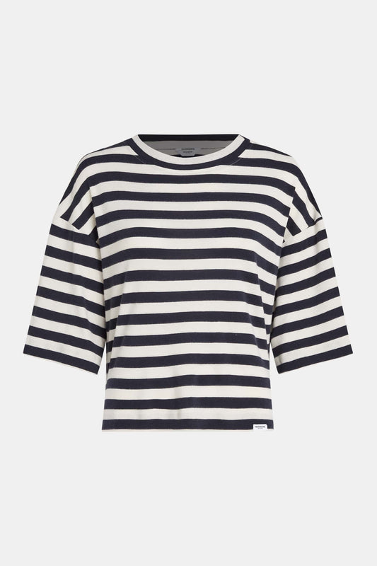 t-shirt damen W24T1096 ecru navy mz00577  mode-zauber