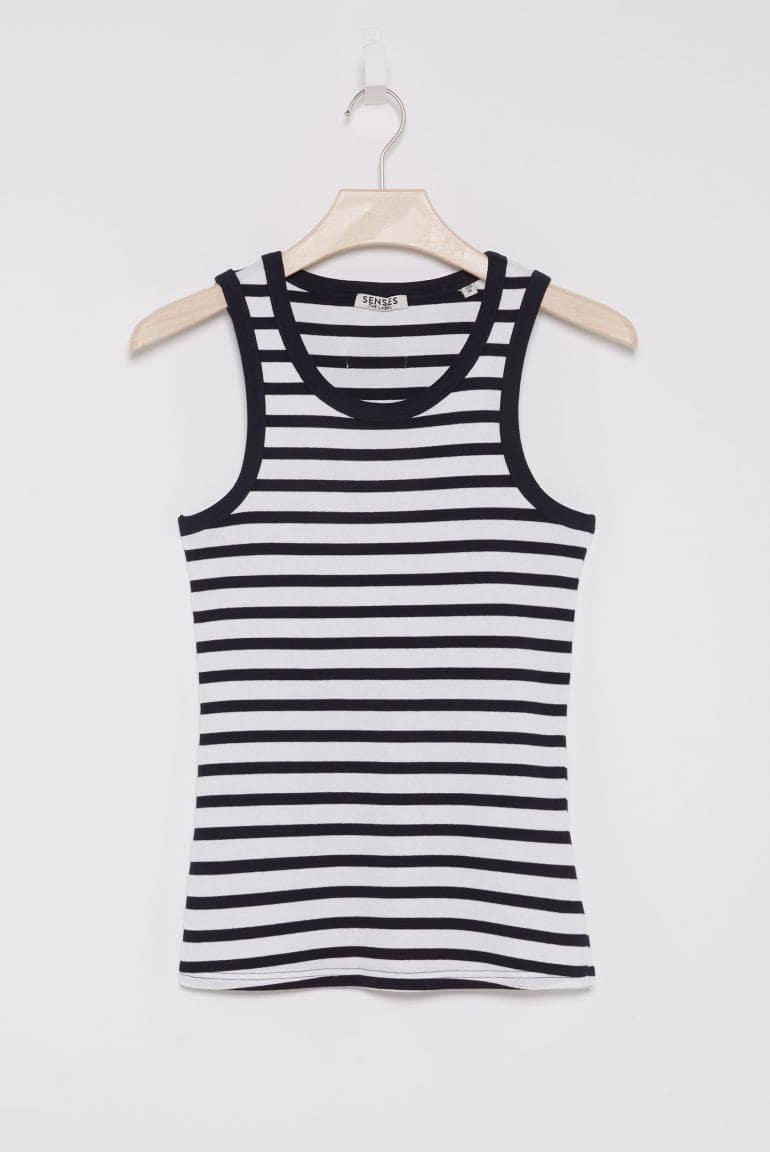 RIPPTOP GESTREIFT TRO:PEA VON SENSES IN NIGHT NAVY/OPTICWHITE MZ#00855 Mode-Zauber